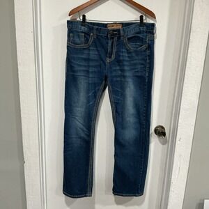 Seven7 Jean Denim Cotton Men SZ 34x30 Blue Straight VTG Stretch 90s Mid Rise Y2K